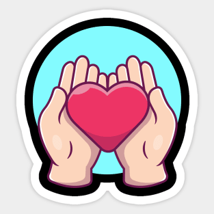 Hands with love cartoon Sticker